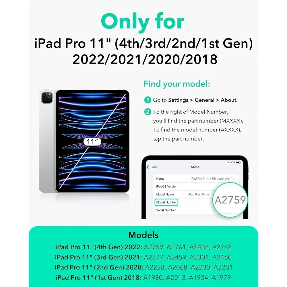 ESR Shift iPad Pro 11 Inch Case 22/21/20/18 Rotating Magnetic Stand black